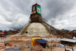 Boudhanath Being Reconstructed After Earthquake