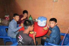 The Boys Having Some Food at Laxmi's (Sammar's Village Sister) House