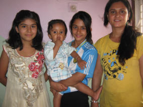 Susma (on left) with cousins in Kathmandu